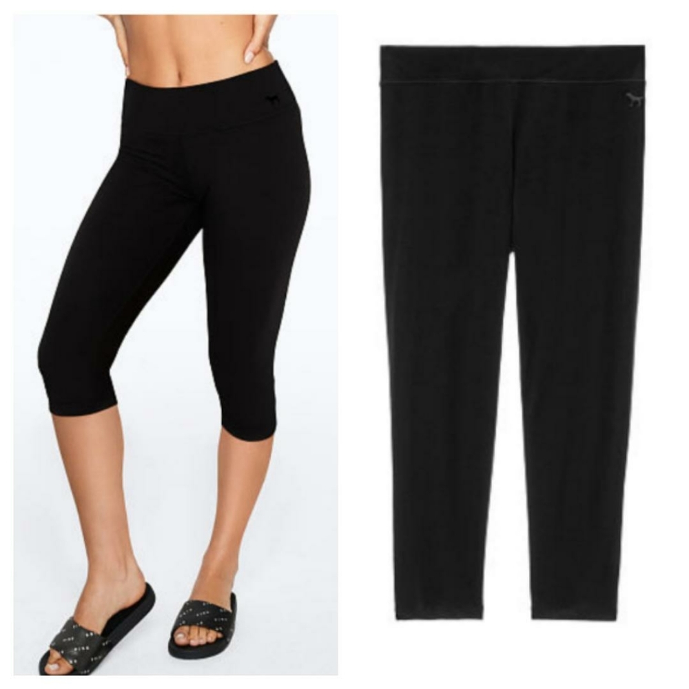 PINK VS CROP LEGGINGS SIZE L - Picture 1 of 4